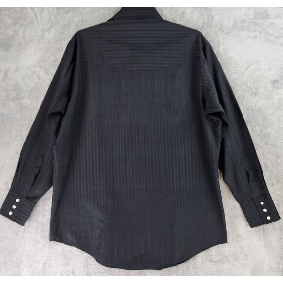 Ely Cattleman Shirt Mens Large Black Western Vintage Pearl Snap Long Sleeve - Picture 2 of 9